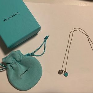 Tiffany & Co. Necklace , Blue double heart